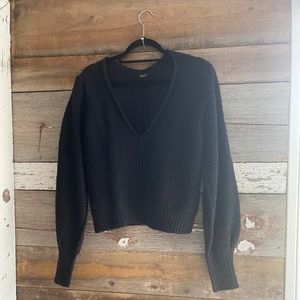 Free People V neck Black Sweater, size M